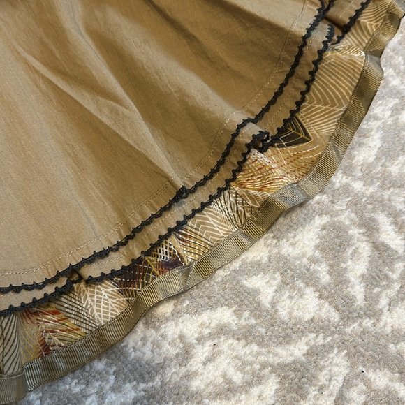 Anthropologie Fei 100% Cotton Feather Print Circle Skirt With Ribbon Trim Sz 6 - Picture 7 of 7